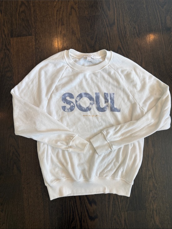 Spiritual Gangster Tops - Spiritual Gangster White Sweatshirt with Blue 'SOUL' Print